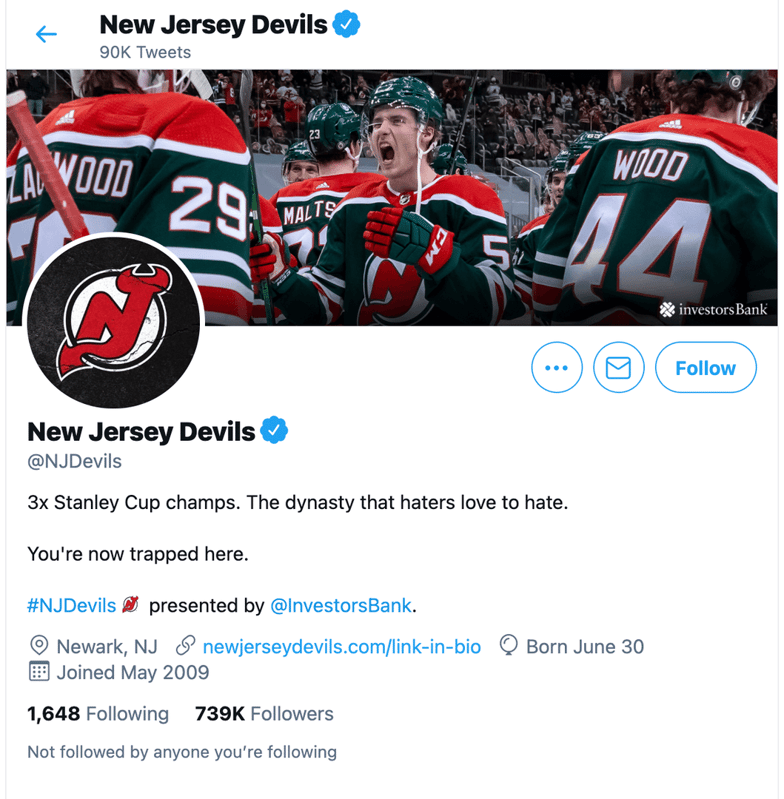 New Jersey Devils changed their Twitter bio after jersey reveal - SBNation. com