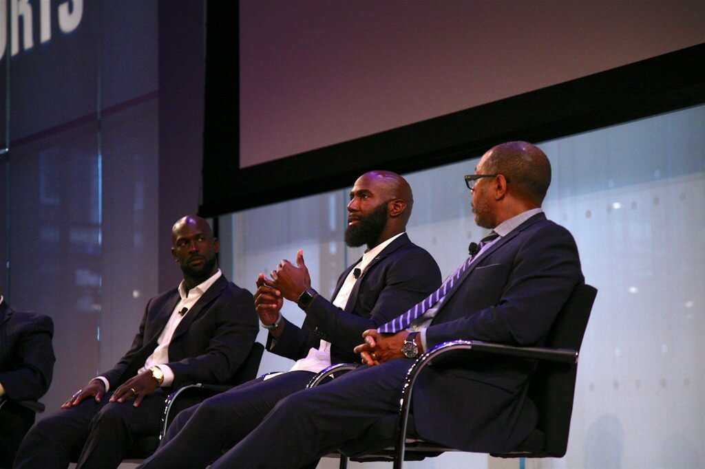 Malcolm Jenkins talking at Hashtag Sports