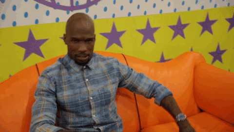 Chad Johnson laying on couch